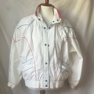 1980s Preppy Vintage Jacket with Pink and Blue Accents